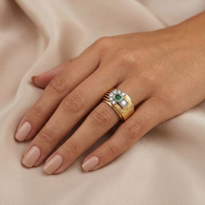 Edler Vintage Smaragd / Diamant Ring 585er Gold