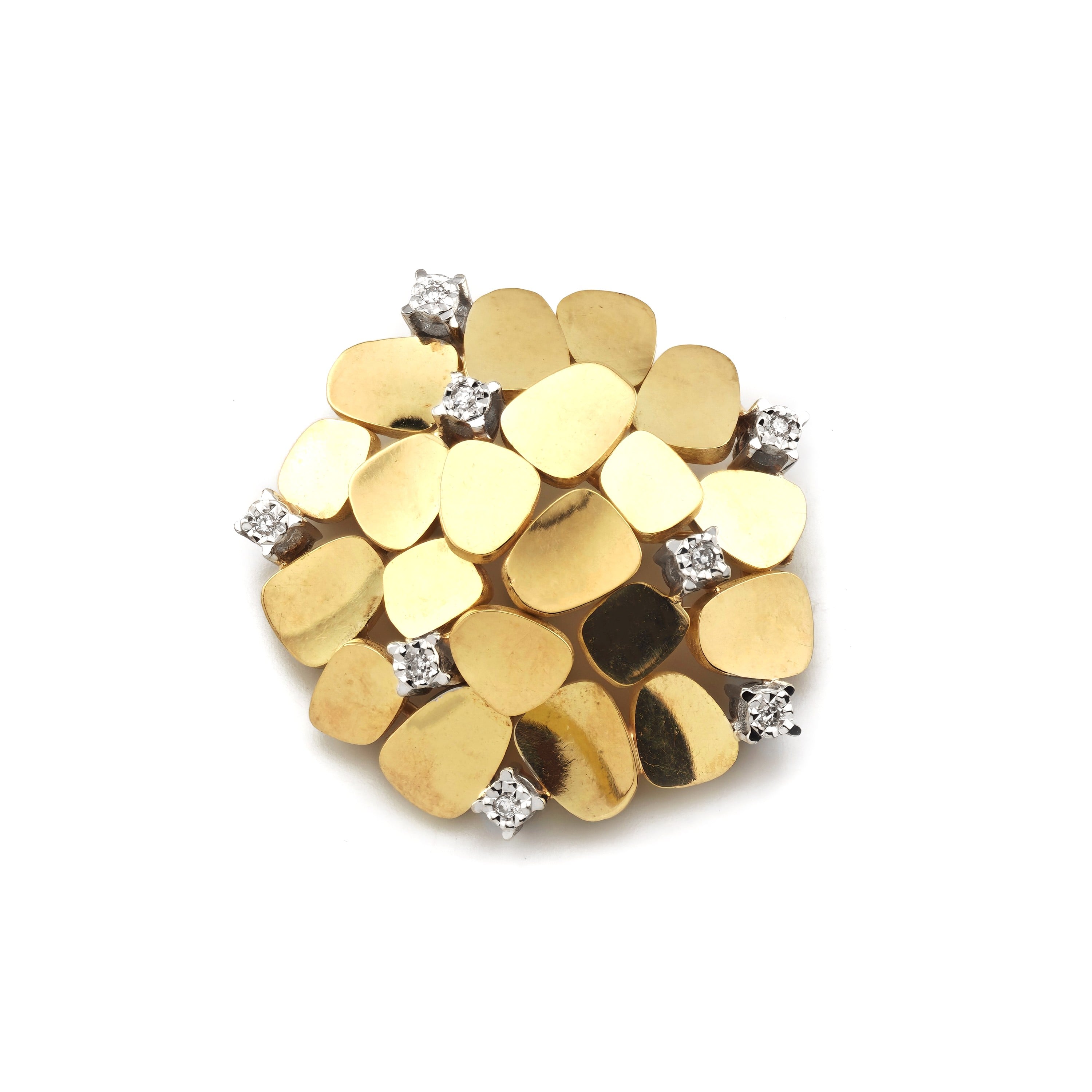 Retro Design Diamantbrosche Clusterform 585er Gold