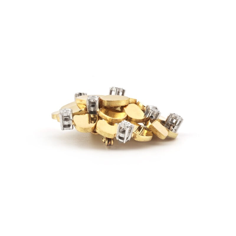 Retro Design Diamantbrosche Clusterform 585er Gold