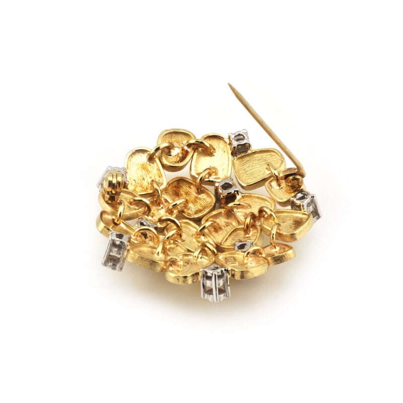 Retro Design Diamantbrosche Clusterform 585er Gold