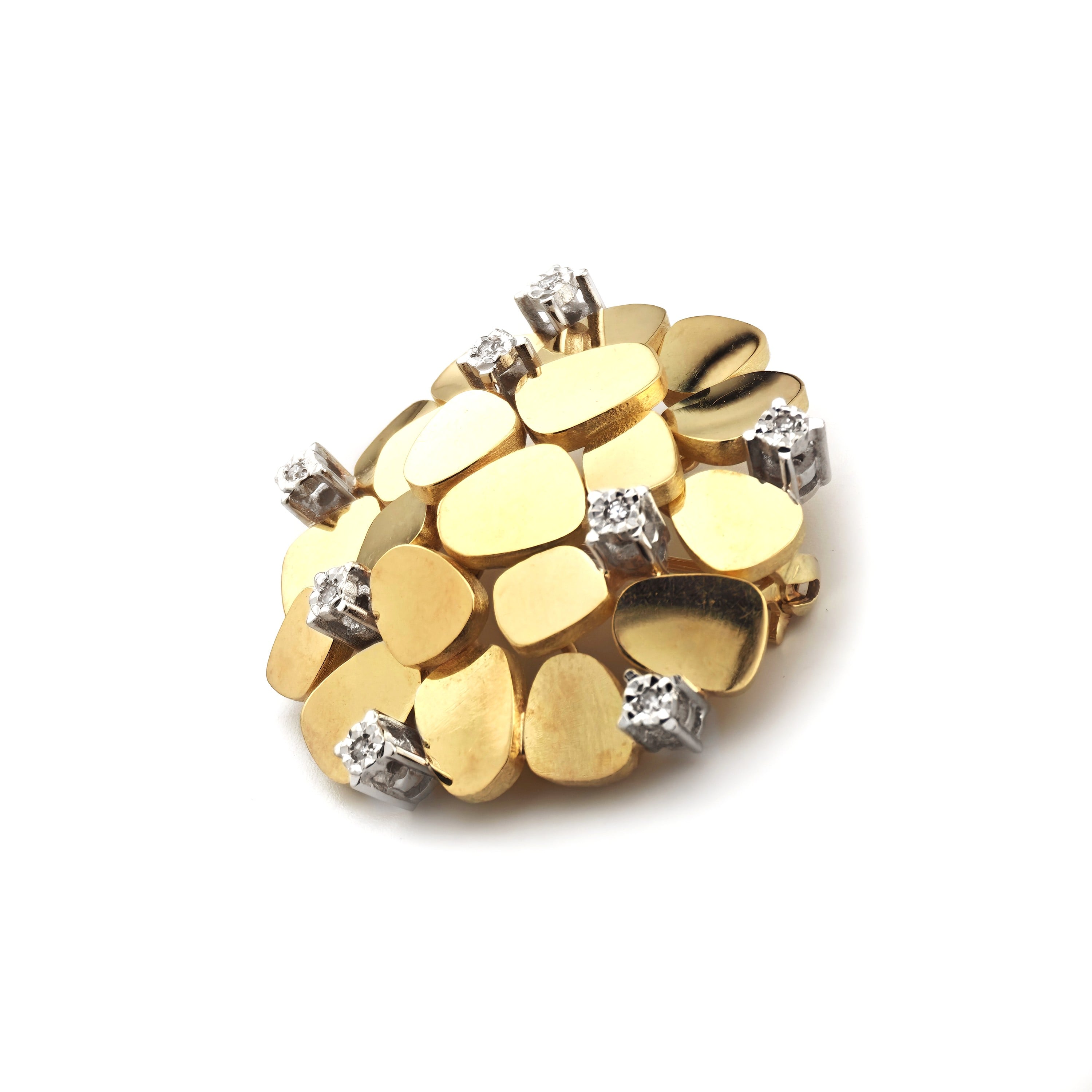 Retro Design Diamantbrosche Clusterform 585er Gold (4)
