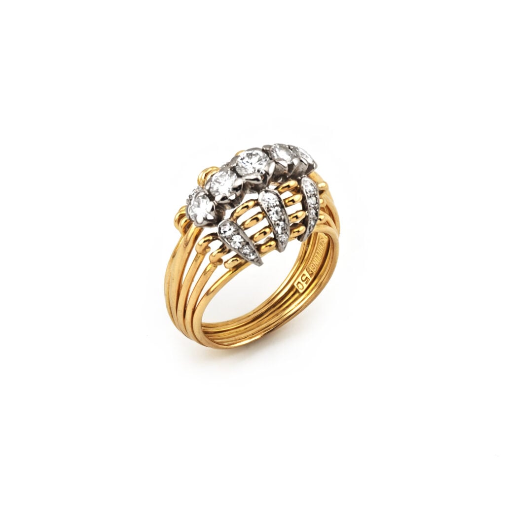 Schilling Designer Diamantring 750er Gold um 1960