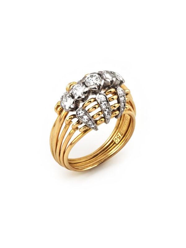 Schilling Designer Diamantring 750er Gold um 1960