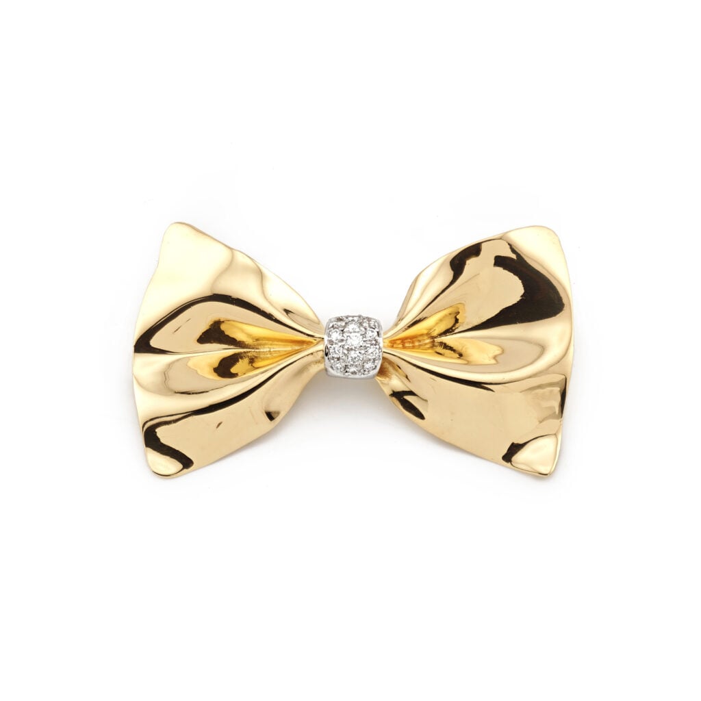 Schleifenform Diamantbrosche / Anhänger 750er Gold