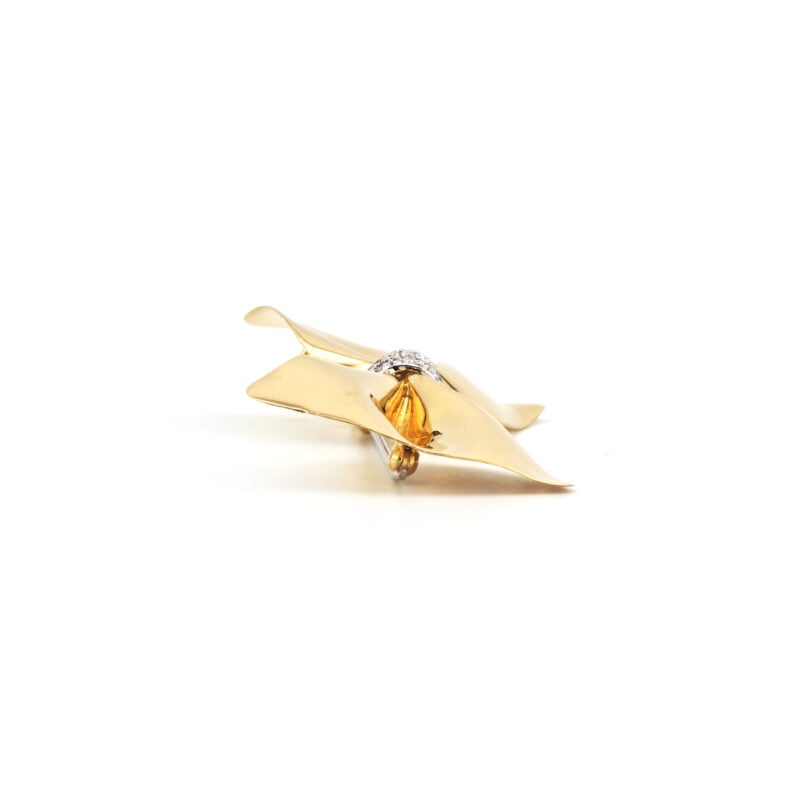 Schleifenform Diamantbrosche / Anhänger 750er Gold