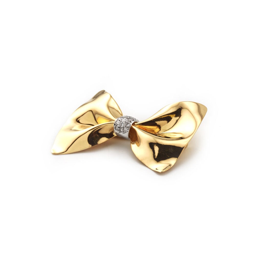 Schleifenform Diamantbrosche Anhänger 750er Gold (4)