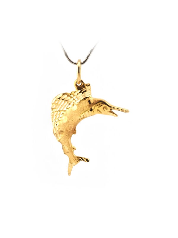 Schwertfisch Anhänger 3D 750er Gold