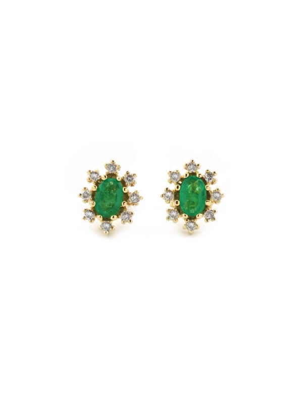 Smaragd Diamant Ohrstecker Oval in 585er Gold