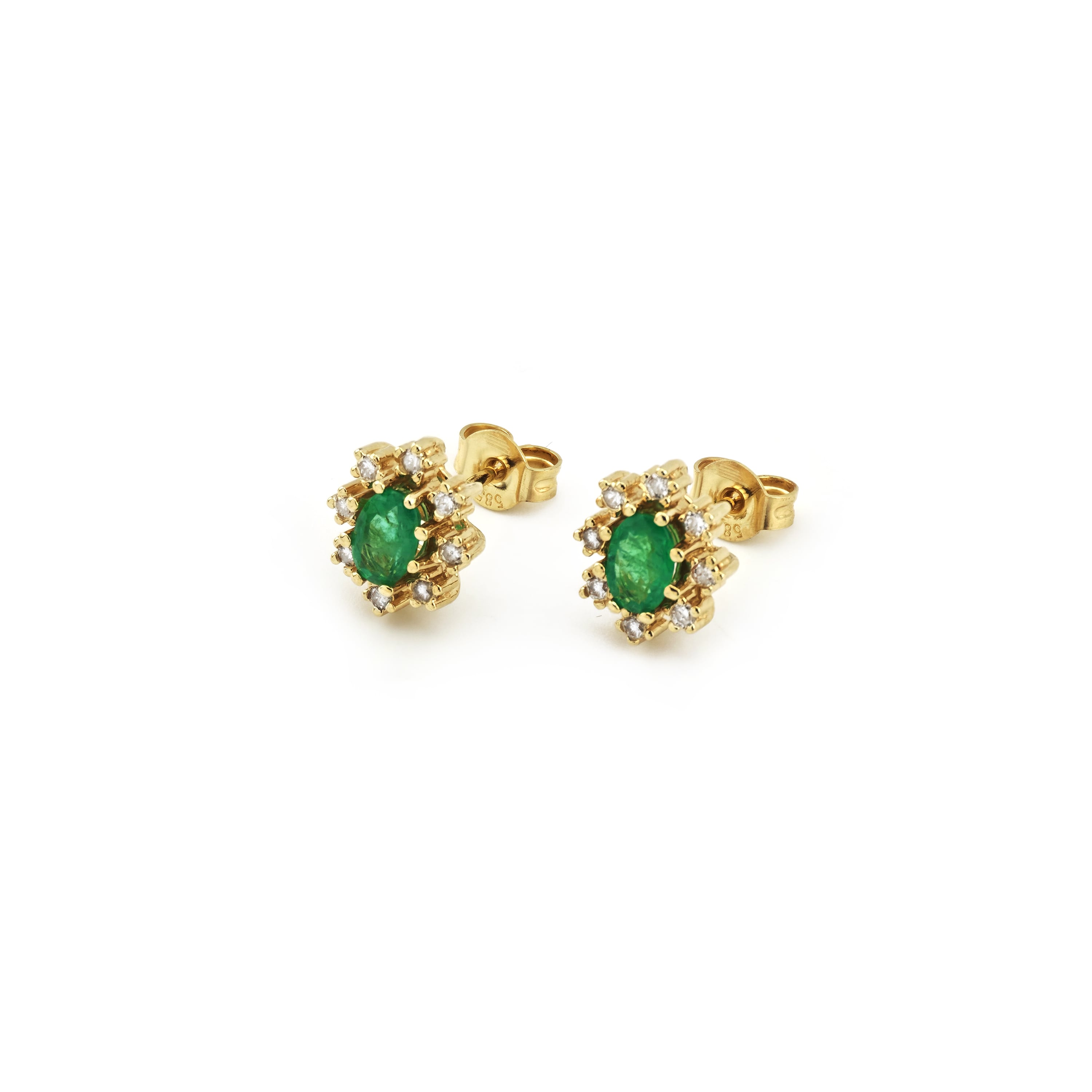 Smaragd Diamant Ohrstecker in 585er Gold (4)