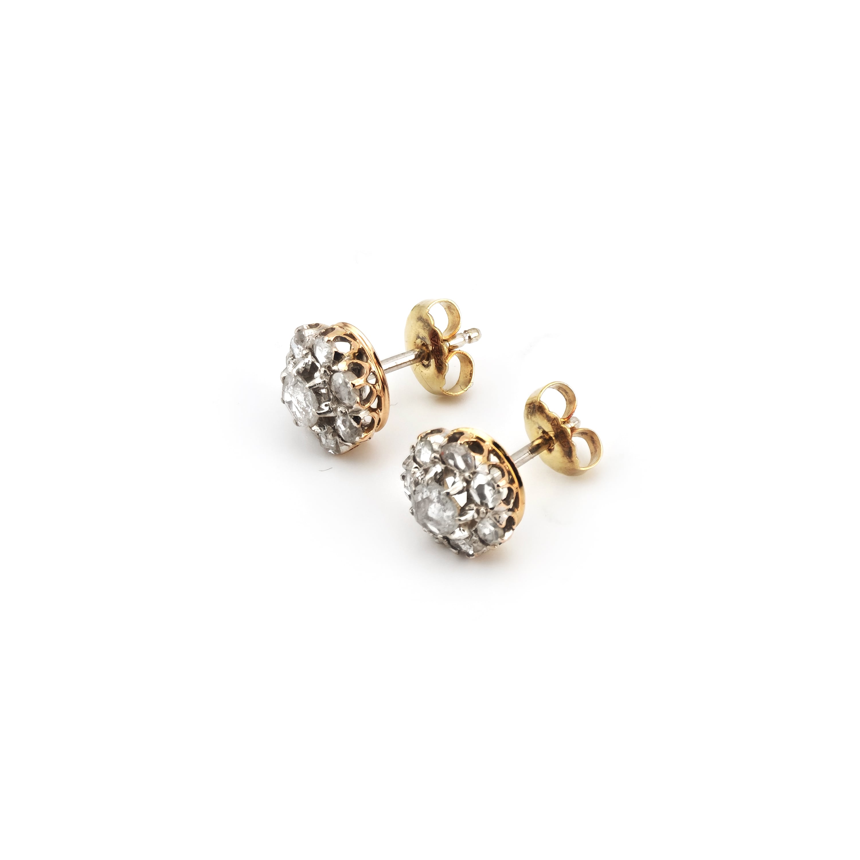 Spätviktorianische Diamant Ohrringe 585er um 1900 (4)