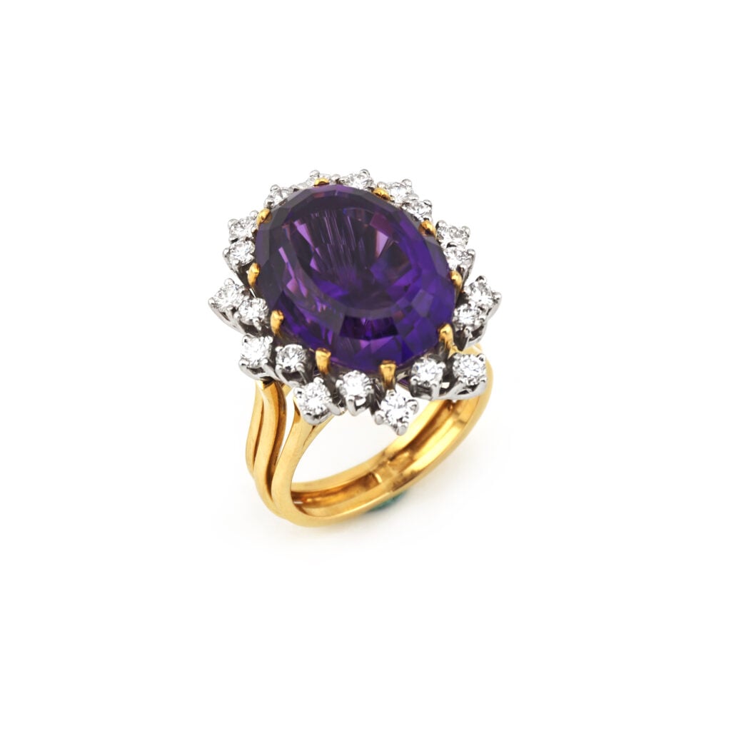 Statement Amethyst Diamant Ring 750er Gold 1,07 ct.