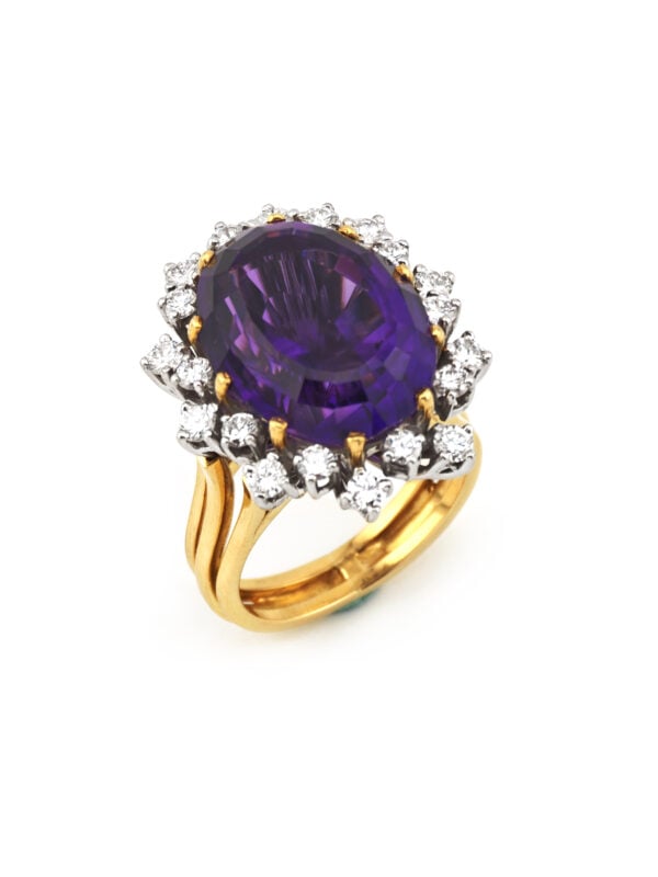 Statement Amethyst Diamant Ring 750er Gold 1,07 ct.