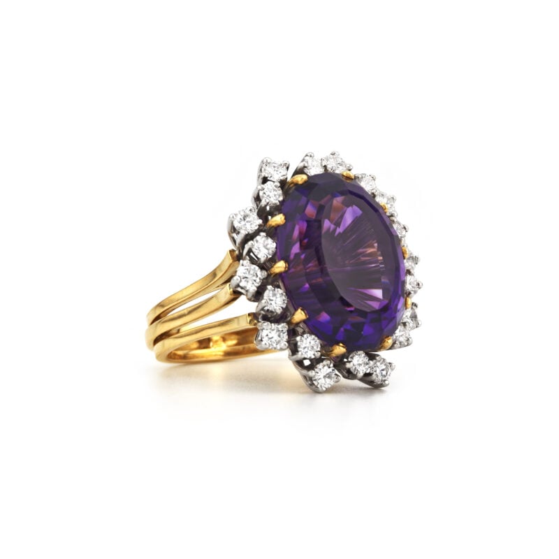 Statement Amethyst Diamant Ring 750er Gold 1,07 ct.