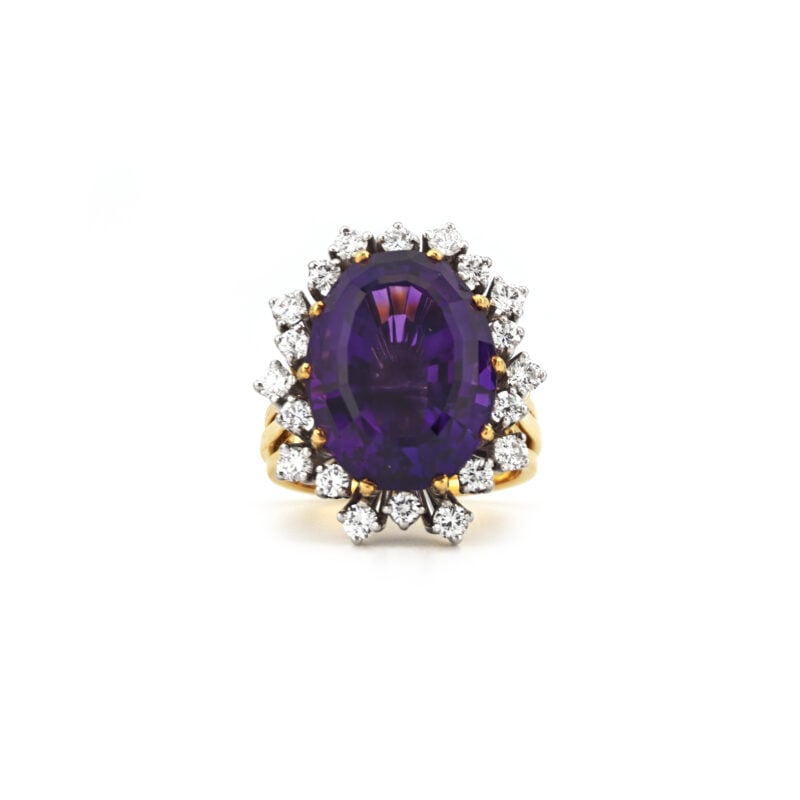 Statement Amethyst Diamant Ring 750er Gold 1,07 ct.